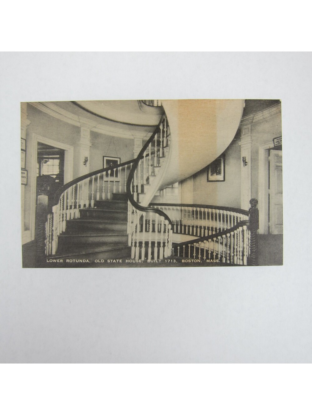 Photo Postcard Boston Old State House Lower Rotunda Vintage 1940s RARE